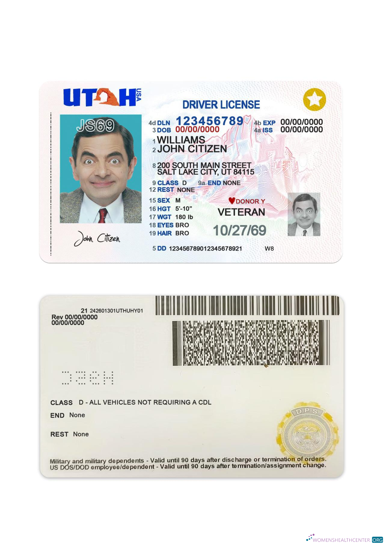 download USA Utah driving license 2021 present version 2